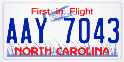 NC license plate AAY7043