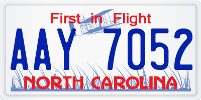 NC license plate AAY7052