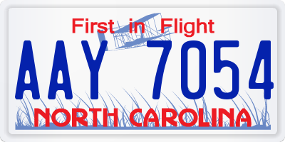 NC license plate AAY7054