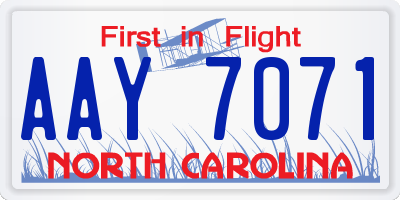 NC license plate AAY7071
