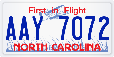 NC license plate AAY7072