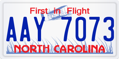 NC license plate AAY7073