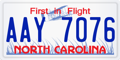 NC license plate AAY7076