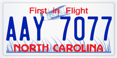 NC license plate AAY7077