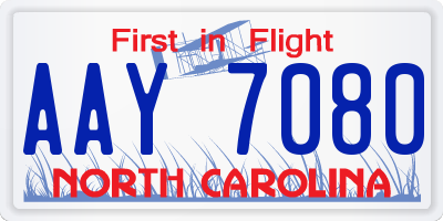NC license plate AAY7080
