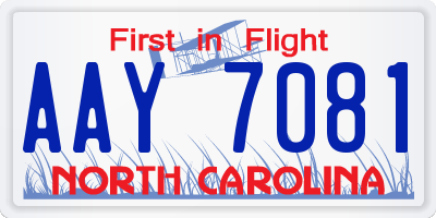 NC license plate AAY7081