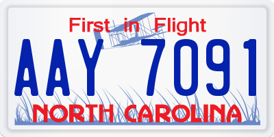 NC license plate AAY7091