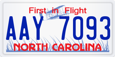 NC license plate AAY7093