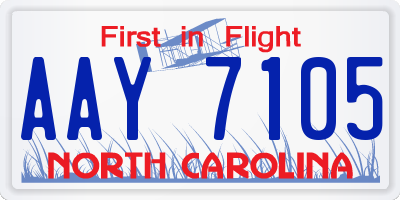 NC license plate AAY7105