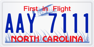 NC license plate AAY7111