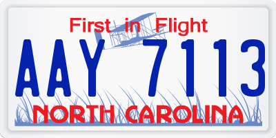 NC license plate AAY7113