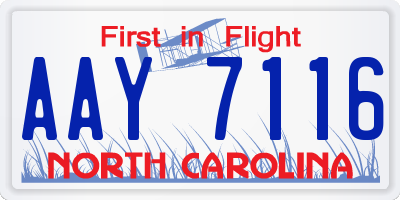 NC license plate AAY7116