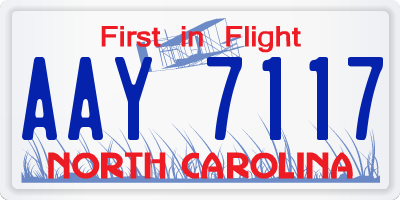 NC license plate AAY7117