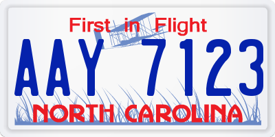 NC license plate AAY7123