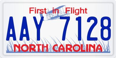 NC license plate AAY7128