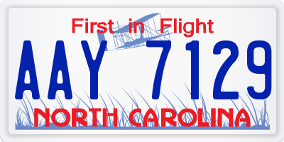 NC license plate AAY7129