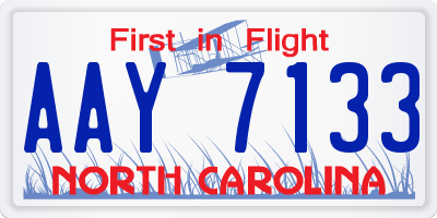 NC license plate AAY7133