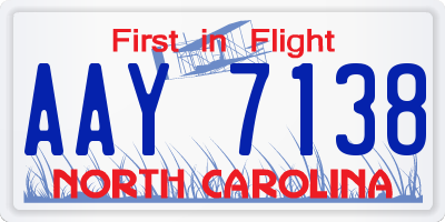 NC license plate AAY7138