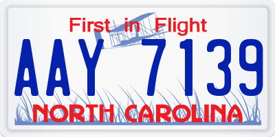 NC license plate AAY7139