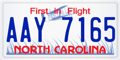 NC license plate AAY7165