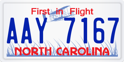 NC license plate AAY7167