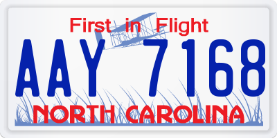NC license plate AAY7168