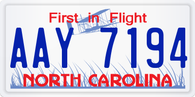NC license plate AAY7194