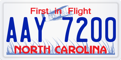 NC license plate AAY7200