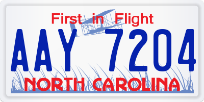 NC license plate AAY7204