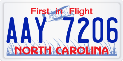 NC license plate AAY7206