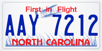 NC license plate AAY7212