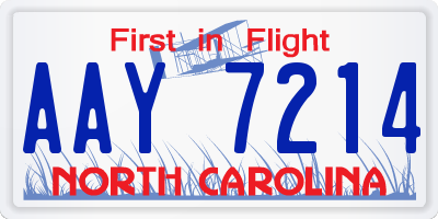 NC license plate AAY7214