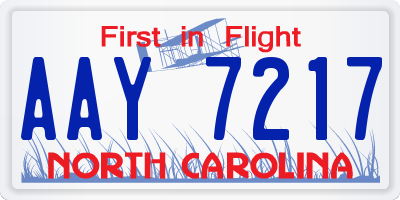 NC license plate AAY7217