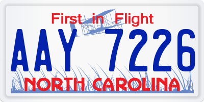 NC license plate AAY7226