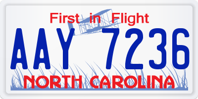 NC license plate AAY7236