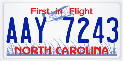 NC license plate AAY7243