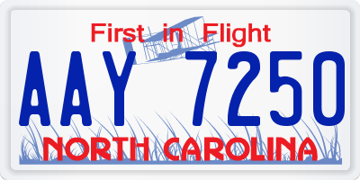 NC license plate AAY7250