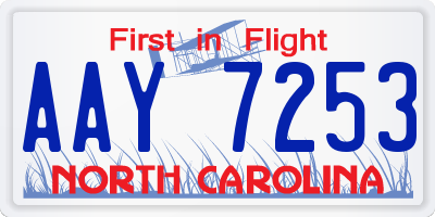 NC license plate AAY7253