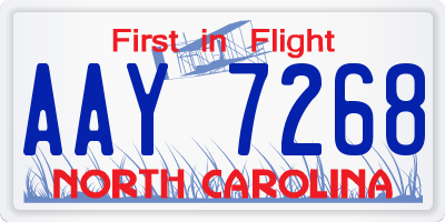 NC license plate AAY7268