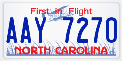 NC license plate AAY7270