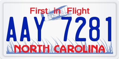 NC license plate AAY7281
