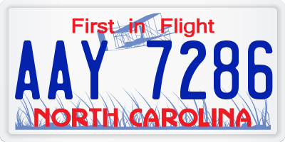NC license plate AAY7286