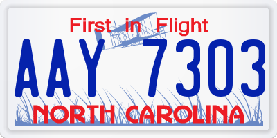 NC license plate AAY7303