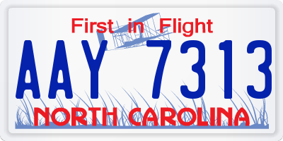 NC license plate AAY7313