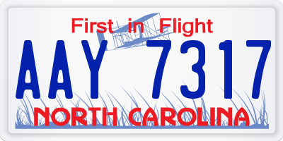 NC license plate AAY7317