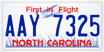 NC license plate AAY7325