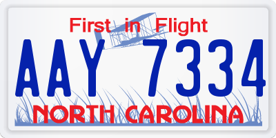 NC license plate AAY7334