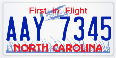 NC license plate AAY7345