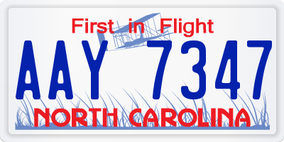 NC license plate AAY7347