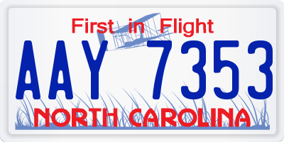 NC license plate AAY7353